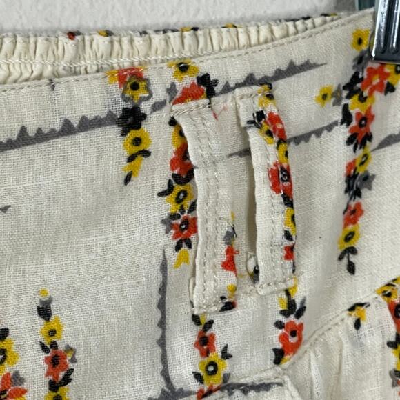 FREE PEOPLE FLORAL PRINT LINEN BLEND‎  MINI SKIRT SIZE M VINTAGE - Picture 5 of 9
